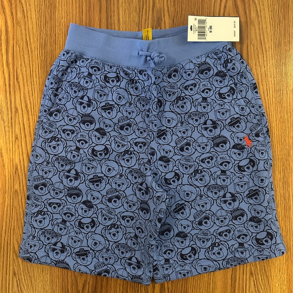 Polo Ralph Lauren Boy’s Blue Polo Bear Cotton Shorts, Size S (8)